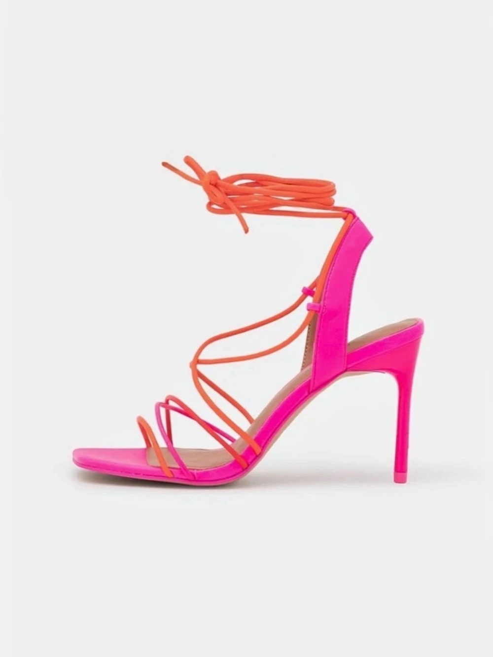 B.E.D|Stü Kenza Pink & Orange Lace-Up Heels US 8.5 B